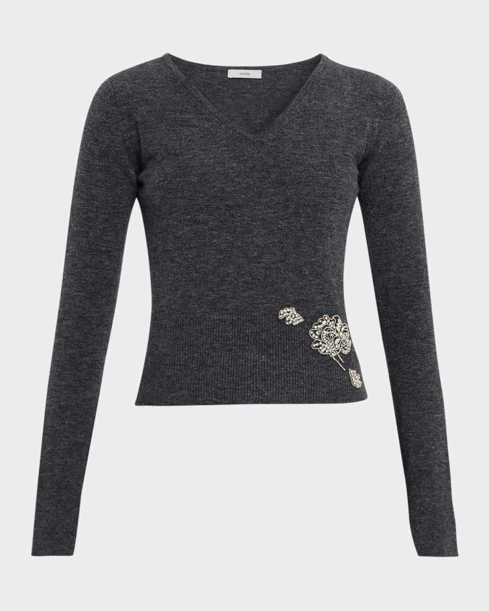 Cropped Crystal-Embellished Sweat